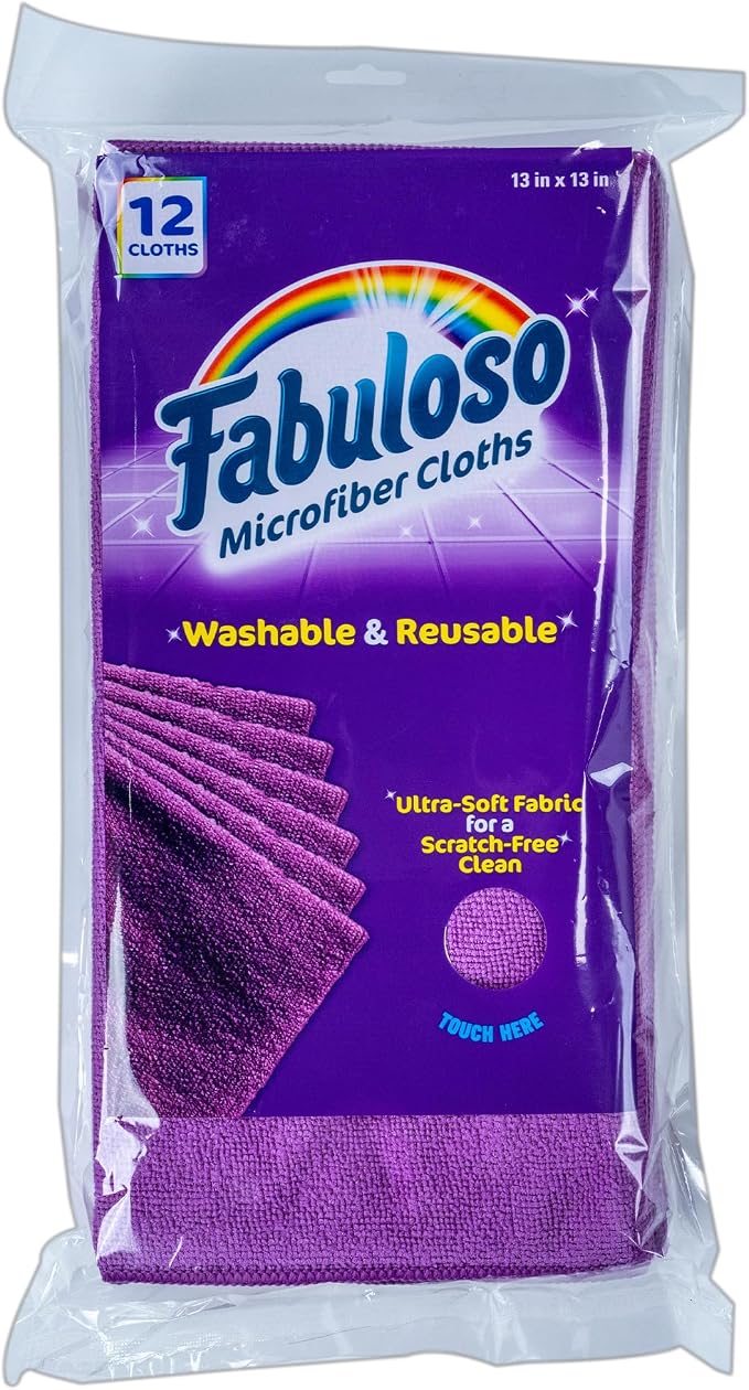 Microfiber Cleaning Cloths for Home & Car, Lint-Free Scratch-Free Rags for Glass, Kitchen & Wood, Reusable Machine Washable, Absorbent for Dusting & Wiping, Purple, 13 x 13 in, 12 Count