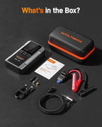 MV16A 3000A Jump Starter with Air Compressor, 59.2Wh&160PSI Portable Car Battery Jump Starter with 65W Fast Charging, 12V Battery Pack (8L Gas 6L Diesel) with Boost, Light and Jumper Cables