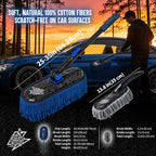 Car Duster Exterior with Car Duster Interior | Wax Cotton Hair Scratch Free Cleaning for Cars, SUVs, Trucks | Waterless Dust Remover & Detailing Brushes Set with Storage