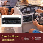 Pyle Marine Bluetooth Stereo Radio - 12v Single DIN Style Boat In dash Radio Receiver System with Built-in Mic, Digital LCD, RCA, MP3, USB, AM FM Radio - Remote Control - PLMRB29B (Black)