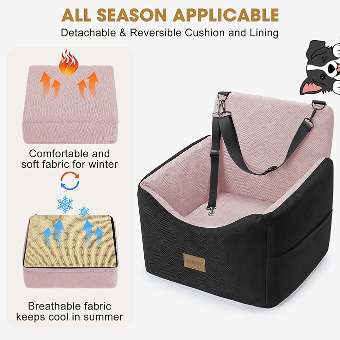 Dog Car Seats for Small Medium Dogs Under 35lbs, Dog Booster Seat with Detachable Washable Cover and Cushion, Memory Foam Pet Car Seat with Safety Belt and Storage Pockets (BP)