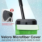 Windshield Cleaning Tool, Windshield Cleaning Wand Car Window Cleaner with 4 Washable Reusable Microfiber Pads, Detachable Long Handle Glass Wiper Cleaning Kit for Auto Glass, Trucks, SUVs, RVs, Home