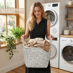 Floral Fabric Storage Basket Car Interior Storage Basket Underwear Sundries Laundry Baskets Supplies Home Organizer Bag (blue 3)
