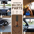 Leopard Heart Car Handle Strap Drift Charm Car Accessories for Women Cheetah Heart Rear Bumper Warning Ring Decor for Auto Bus Subway Interior Exterior Decorations(Leopard, Devil Style)