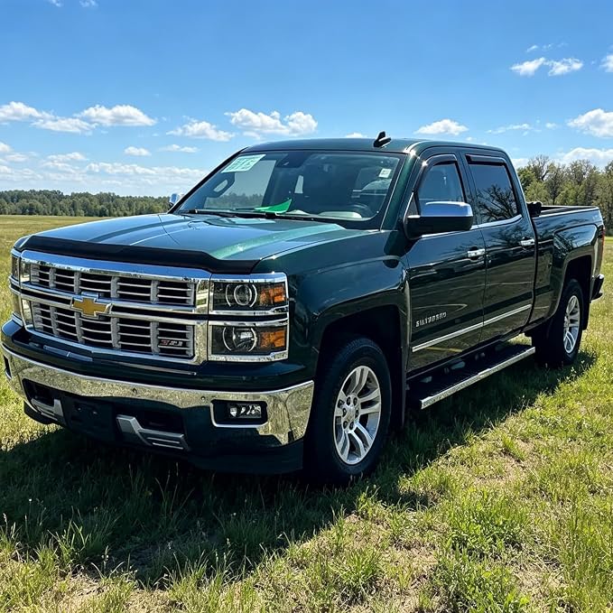 Window Visors for Silverado & Sierra 1500 2500HD 3500HD Crew Cab 14-18 | In-Channel Rain Guards, Vent Deflectors, Sun Shade, Dark Smoke