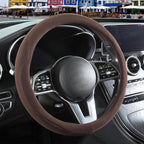 Brown Suede Steering Wheel Cover Large for Model X Model S Ford F150 F250 F350, Breathable Non-Slip Sweat-Proof Wear-Resistant, Warm in Winter and Cool in Summer, 15.5 inch to 16 inch