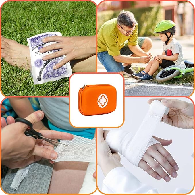 276PCS Mini Car First Aid Kit Travel Size for Business Trips, Compact First Aid Emergencies Kit Supplies for Rv Hiking Rode Trips Home Essentials, Orange
