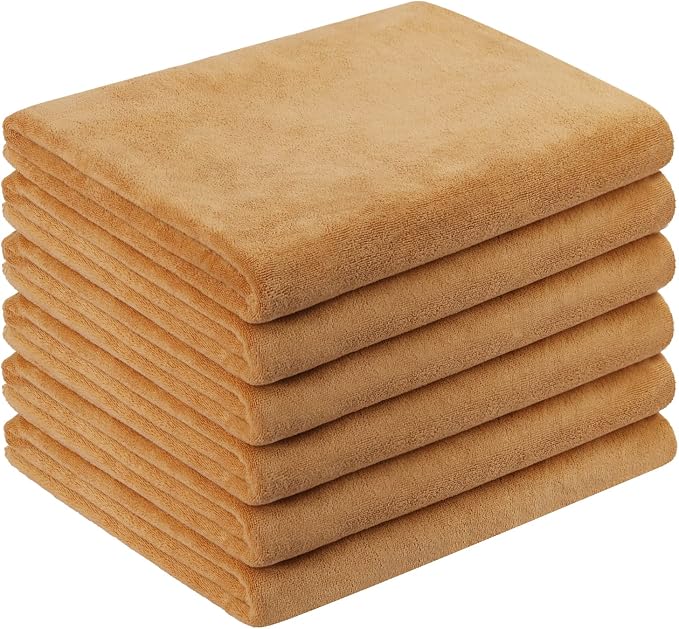 Large Microfiber Bath Towels, 6 Pack 30" x 60", Oversized, Soft, Super Absortbent, Fast Drying Bathroom Towel Set for Sauna, Hair Wrap, Salon,Sport, Fitness, Yoga, Beige