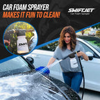 Car Wash Foam Gun + Microfiber Wash Mitt - Works with Any Soap - Garden Hose Car Foam Sprayer - Foam Cannon Car Wash Kit - Car Accessories Foam Blaster (Black Foam Gun with Mitt)
