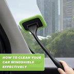 Car Windshield Cleaning Tool, Detachable Window Cleaner with Reusable Microfiber Pads & Spray Bottle, Glass Wiper Windshield Detailing Cleaning Kit for Most Cars Trucks SUVs