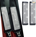 JDDRY 2-Pack Bling Seat Belt Covers,Bling Seat Belt Covers for Womens,Car Seat Belt Strap Cover Shoulder Pad,Universal Car Interior Accessories Fit for Car/Truck/SUV(Silver,2PC)