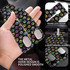 Car Headrest Purse Hanger Colorful Paw Prints 1 Pack Bag Purse Holder for Car Premium Leather Double Metal Hook for Handbags, Grocery Bags and Phones