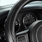 Car Steering Wheel Cover Large-Size for F150 F250 F350 Ram 4Runner Tacoma Tundra Range Rover with 15 1/2"-16" Outer Diameter Leather with Carbon Fiber Pattern Black
