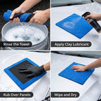 Clay Towel - Auto Detailing Clay bar Towel - Decontaminate Paint and Glass for Smoth Washing - Improve Wax and Sealant Bonding, Enhance Gloss and Color Depth - 3 Pcs 12" x 12"（Blue） (Blue)