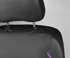 Universal FIT Piping Leather Two Front Seat Covers, Waterproof Faux Leather for SUV Sedan Van Truck, Airbag Compatible,Reserved Opening Holes for Headrest Covers(Black and Purple)