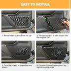MAIKER Metal Front Door Storage Box, Door Side Insert Organizer Box Pockets for 2007-2018 Jeep Wrangler JK JKU 2/4 Door 2pcs(Black)