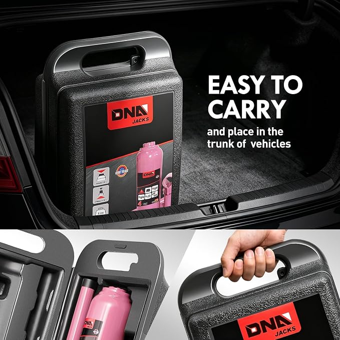 4 Ton / 8000 lbs Lifting Automotive Welded Hydraulic Bottle Jack for Car SUV Pickup, Auto Repair, with Manual Handle & Carrying Storage Case, Pink