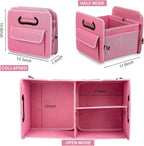 Car Trunk Organizer, Car Organizers and Storage Collapsible Multi Compartment Container Box, Adjustable Car Accessories for SUV Sedan Truck, Standard Size, Pink