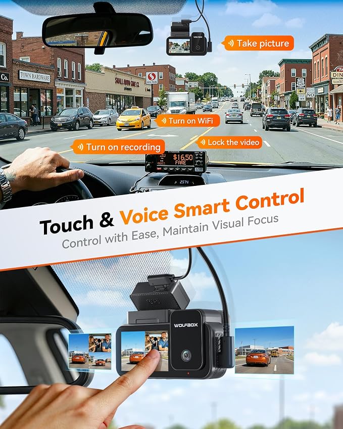 X5 3 Channel 4K HDR Dash Cam, STARVIS 2 IMX678 8MP Night Vision, 4K+2.5K+1080P Front and Rear Inside Car Camera GPS, Support Voice Control,Touch Screen and 5.8GHz WiFi (Card Not Included)