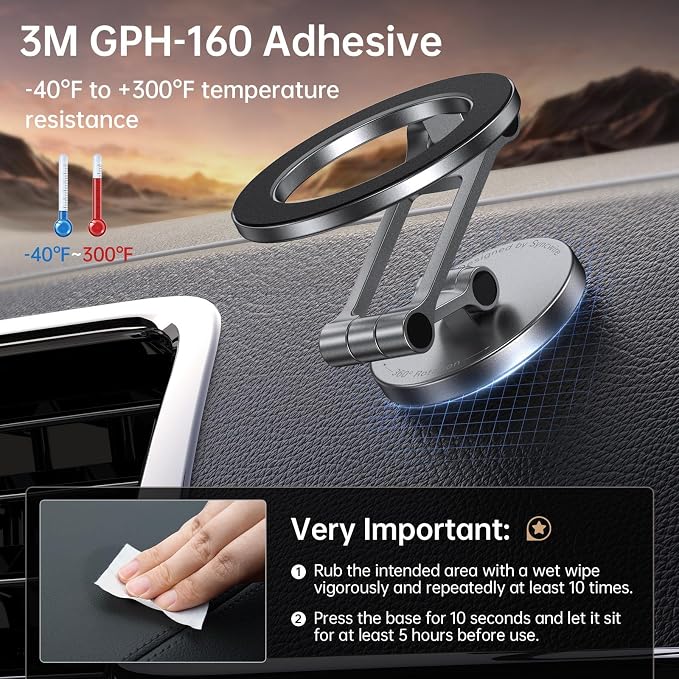 Fits MagSafe Car Mount, [All-Metal] Magnetic Phone Holder for Car, [Flexible Three-axis] 360° Rotation Magnetic Car Mount Strong Magnets Car Phone Holder for iPhone 17 16 15 14 Pro Max