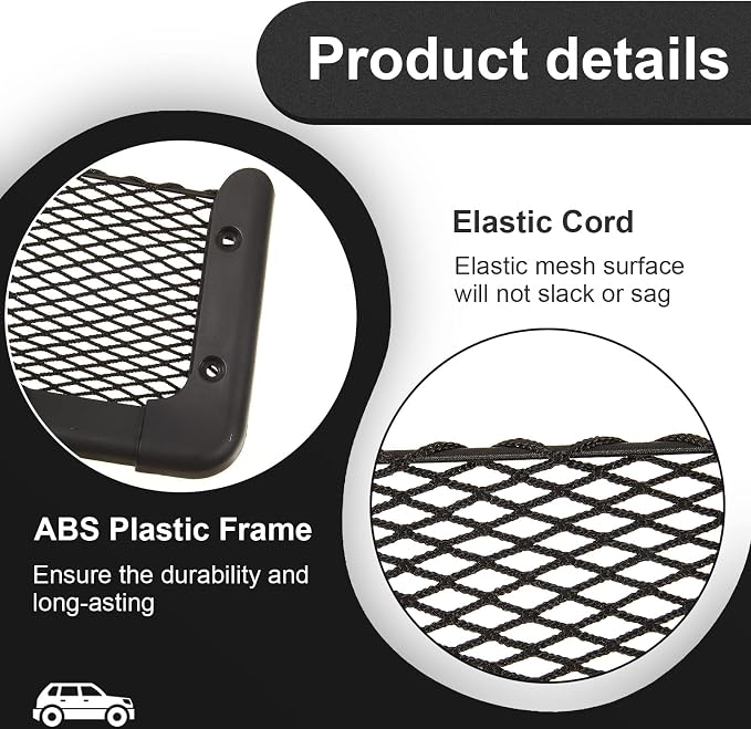 2 Pcs ABS Plastic Frame Car Storage Net Bag Phone Car Mesh Net Holder RV Storage Boat Cargo Pocket Organizer Framed Mesh Pocket with Screws for Auto RV (13.8 x 5 Inch)