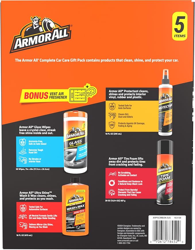 Car Cleaning Kit, Glass Wipes, Protectant, Wash & Wax, Tire Foam | Car Cleaning Kit, Glass Wipes, Protectant, Wash & Wax, Tire Foam