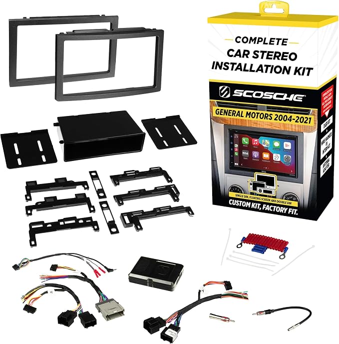 GM0516DDCS Double DIN Radio Install Dash Kit Compatible with Select 2004-21 Buick, Chevrolet, GMC, Hummer, Pontiac, Saturn and Suzuki Vehicles - Complete Car Stereo Installation Interface Kit