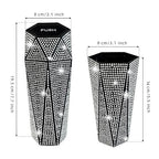 2 PCS Bling Car Trash Can with Lid, Bling Car Accessories Trash Bin, Leakproof Auto Garbage Can with 60 Trash Bags, Multipurpose Organizers and Storage for Home, Office (Silver Diamond)