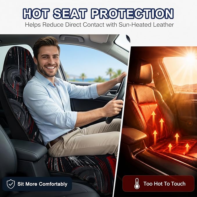 Car Seat Towel Cover for Front Seats, 1Pc Sweat Absorbent Car Seat Protector with Non-Slip Backing, Waterproof Towel Car Seat Covers for Runners, Gym, Swimming, Beach, Pets, Cyber Motion