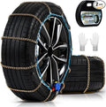 Auto Tightening Snow Chains for Cars, SUVs & Pickup Trucks – 1-Min Quick-Fit Auto Installation, Reusable Universal Emergency Traction Tire Chains – Set of 2（ALN80）
