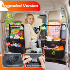 Upgraded Car Organizer with 11-inch Tablet Holder, 8 Pockets, Car Seat Protector for Road Trips - Car Storage and Organizers for Kids