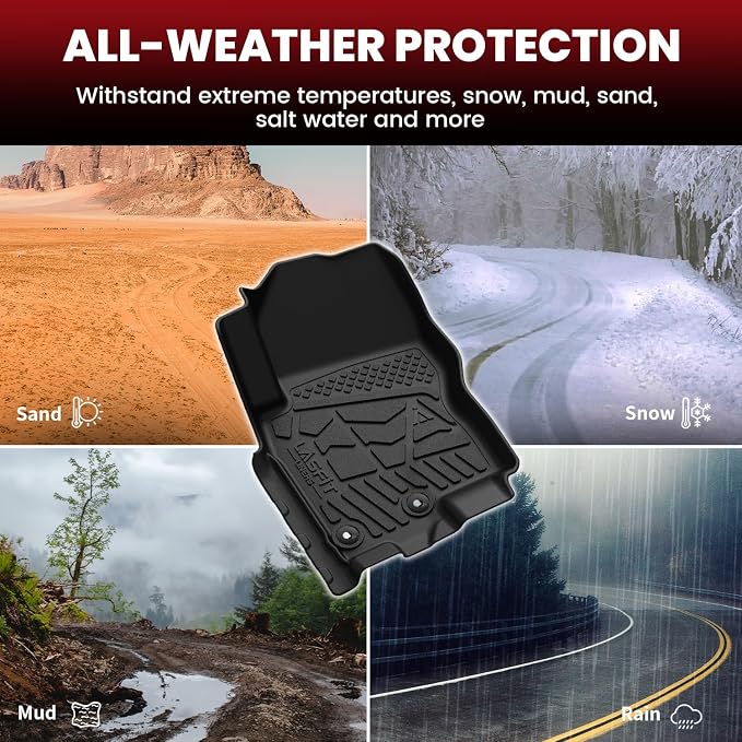 Floor Mats for Nissan Frontier 2009-2021 King Cab (Not Fit Crew Cab), All Weather TPE Custom Fit Easy Clean Durable No-Curling Floor Liners for Frontier 1st & 2nd Row Car Mats, Black