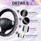 11 PCS Bling Diamond Car Accessories for Women, Sparkly Rhinestone Steering Wheel Cover Bling Seat Belt Cushion, Glitter Shift Knob Cover Car Cup Holder Coaster, Cute Interior Sets Multicolor
