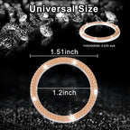 2 PCS Crystal Double Rhinestone Car Engine Start Stop Decoration Ring, Bling Car Interior Accessories for Women, Push to Start Button Cover Sticker, Automotive Decals, Gold