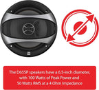 D65SP 2-Way 6.5 inch Car Audio Speakers Pair with 200 Watt Peak Power | 100 Watts per Speaker | 1 inch Mylar Balanced Dome Tweeter