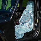 2 Pack Car Seat Towel Covers, Sweat-Proof Microfiber Seat Protectors for Gym, Running, Beach & Workout, Breathable Quick-Dry, Machine Washable, Ink-Style Sea Turtle Print, Universal Fit