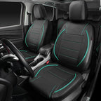 Universal FIT Piping Leather Car Seat Cover, for suvs,Van,Trucks,Airbag Compatible,Inside Zipper Design and Reserved Opening Holes (Full Set, Black and Mint)