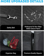 Kohree Dog Car Seat Cover for Small Dogs, Hard Bottom Dog Car Rear Seat Cover with Pipe Waterproof 600D, Pet Hammock Extender for Cars SUV Truck-S