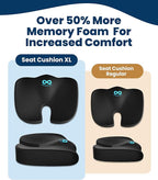 Doctor Recommended Memory Foam Seat Cushion for Office Chairs & Car - Ergonomic Office Desk Accessories - Cushions for Tailbone Pain Relief, Sciatica (Black, X-Large)