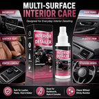 Car Interior Cleaner Spray Kit, Dashboard & Trim Detailer for Plastic, Vinyl, Rubber, Door Panels, Consoles & Finished Leather, Non-Greasy Auto Interior Cleaner with Towel & Sponge