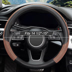 Steering Wheel Cover, Universal 15 inch, Microfiber Leather Viscose, Breathable, Anti-Slip,Warm in Winter and Cool in Summer, Black&Brown