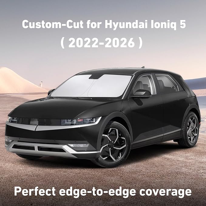 Windshield Sunshade Compatible for Hyundai Ioniq5 2022-2024 2025 2026, Sun Visor for Front Windshield & Window Sun Shade Cover, UV Heat Blocker & Protector, Car Accessories