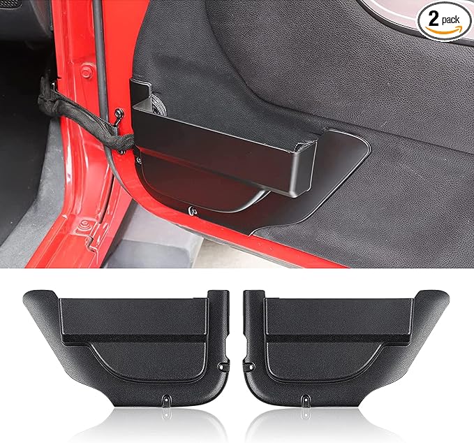 Front Door Storage Pockets,Anti-block Legs Door Side Insert Box Organizer Door Net Pocket Replacement for 2011-2018 Jeep Wrangler JK JKU, Interior Storage Expansion Accessories, Black, 2PCs