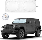 Jeep Windshield Sunshade | Sun Visor for UV Rays & Heat Protection | Suitable for Wrangler, Gladiator | Jeep Accessories for Wrangler | X-Small - 60x21 Inches