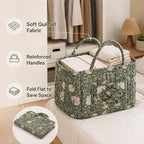 Floral Fabric Storage Basket Car Interior Storage Basket Underwear Sundries Laundry Baskets Supplies Home Organizer Bag (Retro floral（red）)