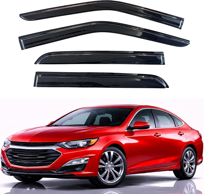 KPY Rain Guards Fit for 2016-2025 Chevrolet/Chevy Malibu, Out-Channel Window Visors Vent Wind Deflectors 4PC, Car Accessories for 16-25 Malibu (Excludes 2016 Limited Model)