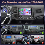 Upgrade 4+64GB Android 13 Car Radio for Honda Civic 2006 2007 2008 2009 2010 2011, 9Inch IPS Touchscreen Stereo for Civic with Carplay Android Auto Mirrorlink in-Dash GPS WiFi Bluetooth SWC