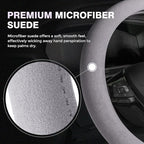 Winter Steering Wheel Cover, Microfiber Suede Car Steering Wheel Covers with Anti-Slip Lining, Breathable Elastic Car Steering Wheel Protector Soft, Universal Standard Size 14-15 inch