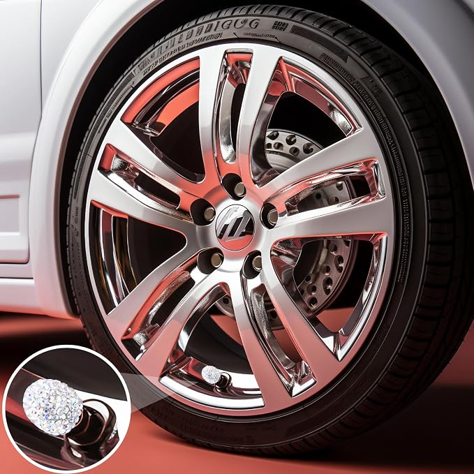 8PCS Bling Crystal Diamond Tire Stem Valve Caps, Dustproof Car Wheel Tire Valve Caps Universal Tire Valve Stem Covers for Cars, SUV, Trucks, Bikes, Motorcycles, Bicycles (AB Colorful)