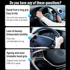 2Pc Carbon Fiber Steering Wheel Cover Universal Fit 99% Cars | Non-slip soft grip, easy to wipe clean, quick to install, perfect for daily commutes and road trips, Black